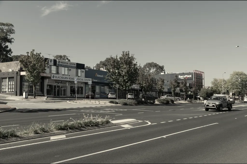 Commercial precinct with retail and service businesses in Melbourne’s eastern suburbs